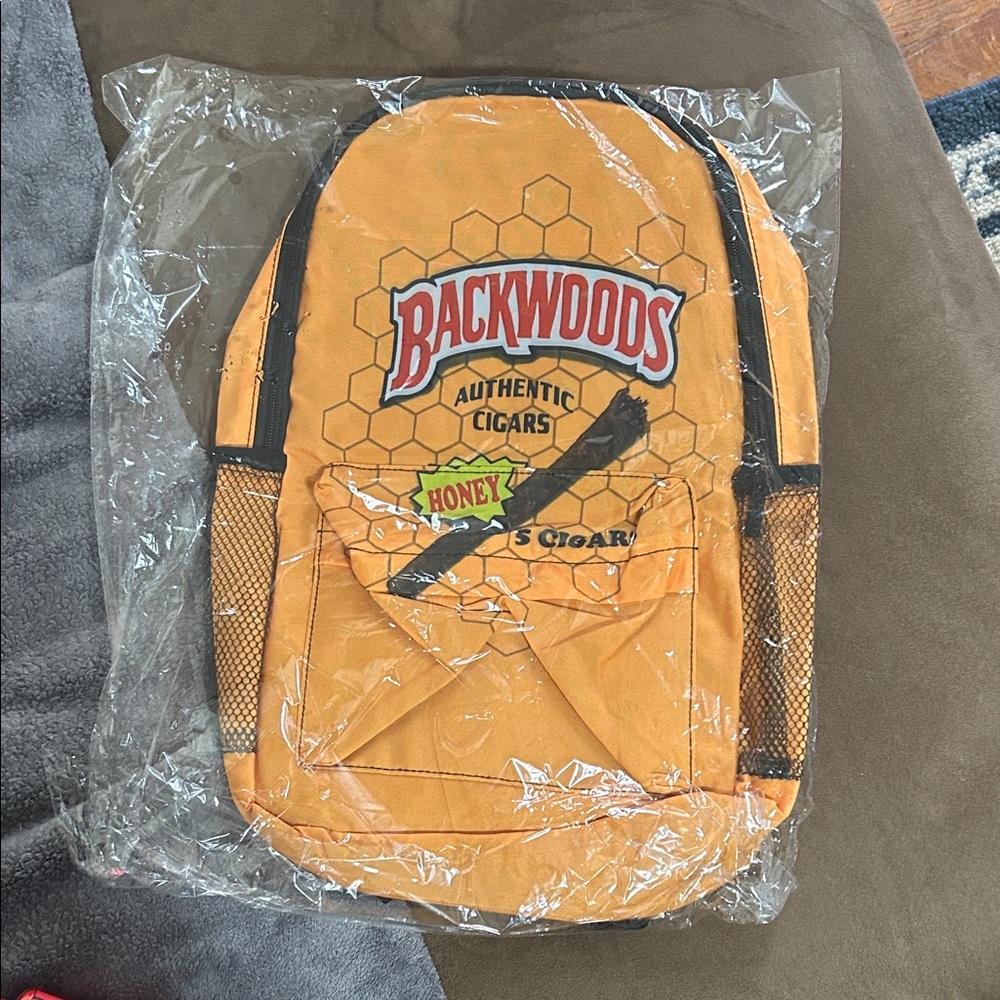 Vibrant Orange Backpack with Honeycomb Pattern